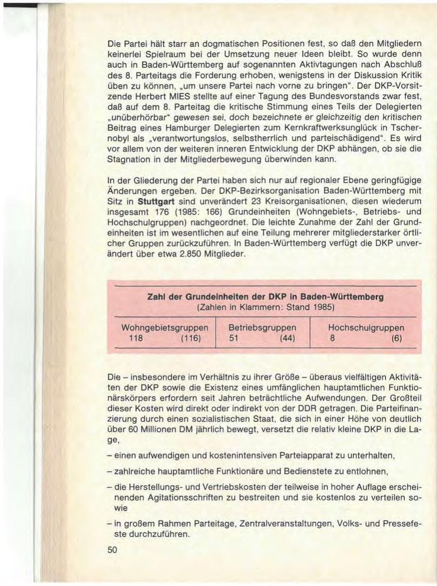 Seite 52 des Verfassungsschutzbericht 1986 Baden-Württemberg