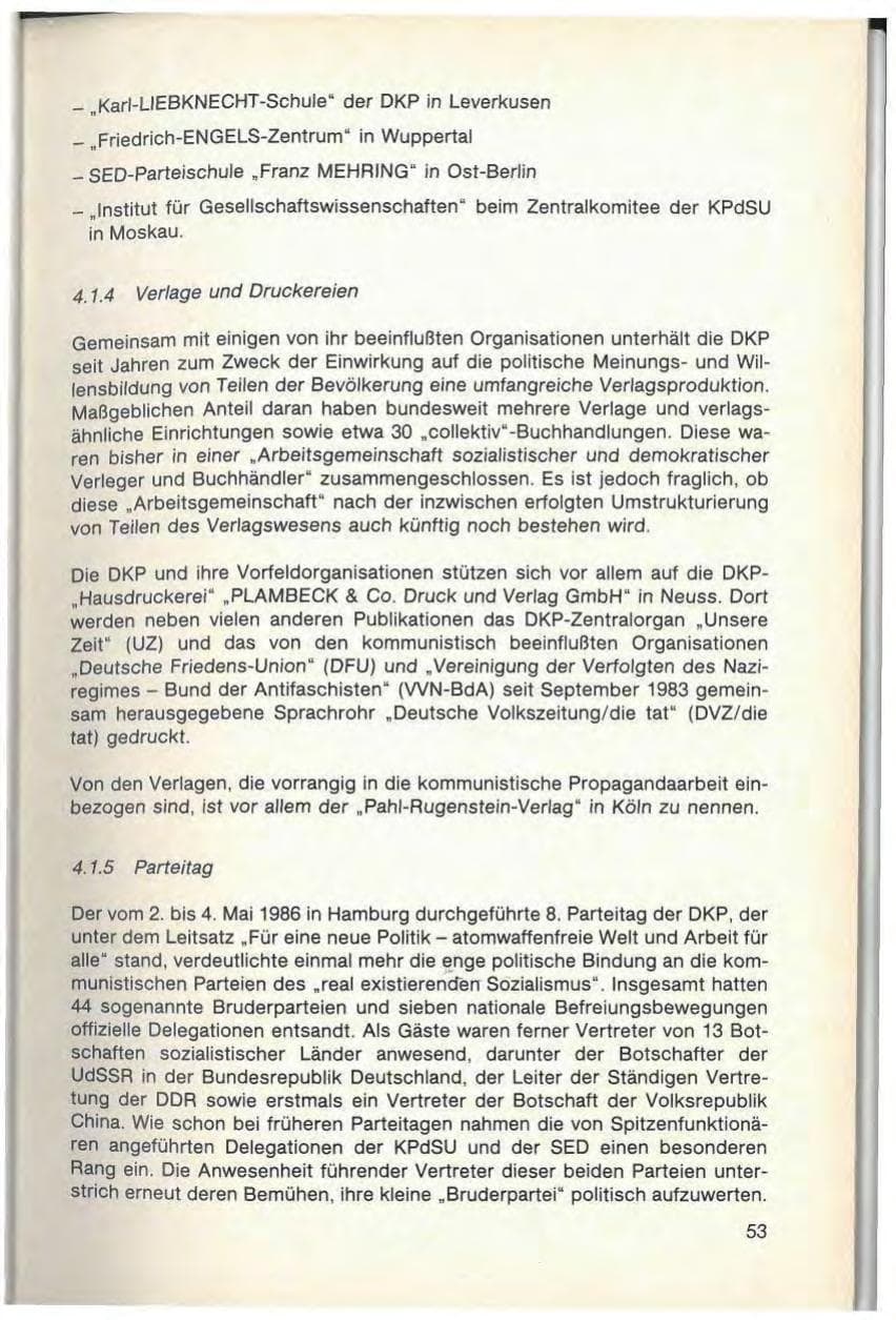 Seite 55 des Verfassungsschutzbericht 1986 Baden-Württemberg
