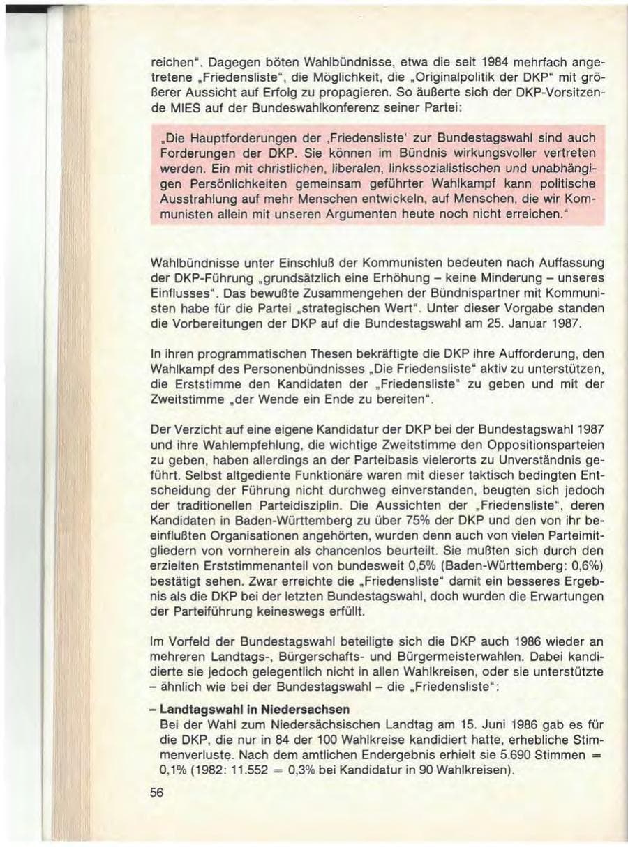 Seite 58 des Verfassungsschutzbericht 1986 Baden-Württemberg
