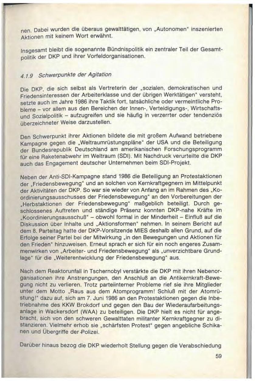 Seite 61 des Verfassungsschutzbericht 1986 Baden-Württemberg