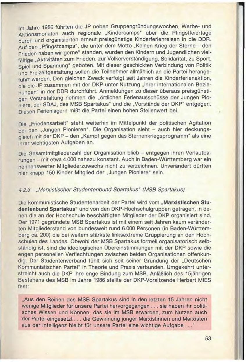 Seite 65 des Verfassungsschutzbericht 1986 Baden-Württemberg