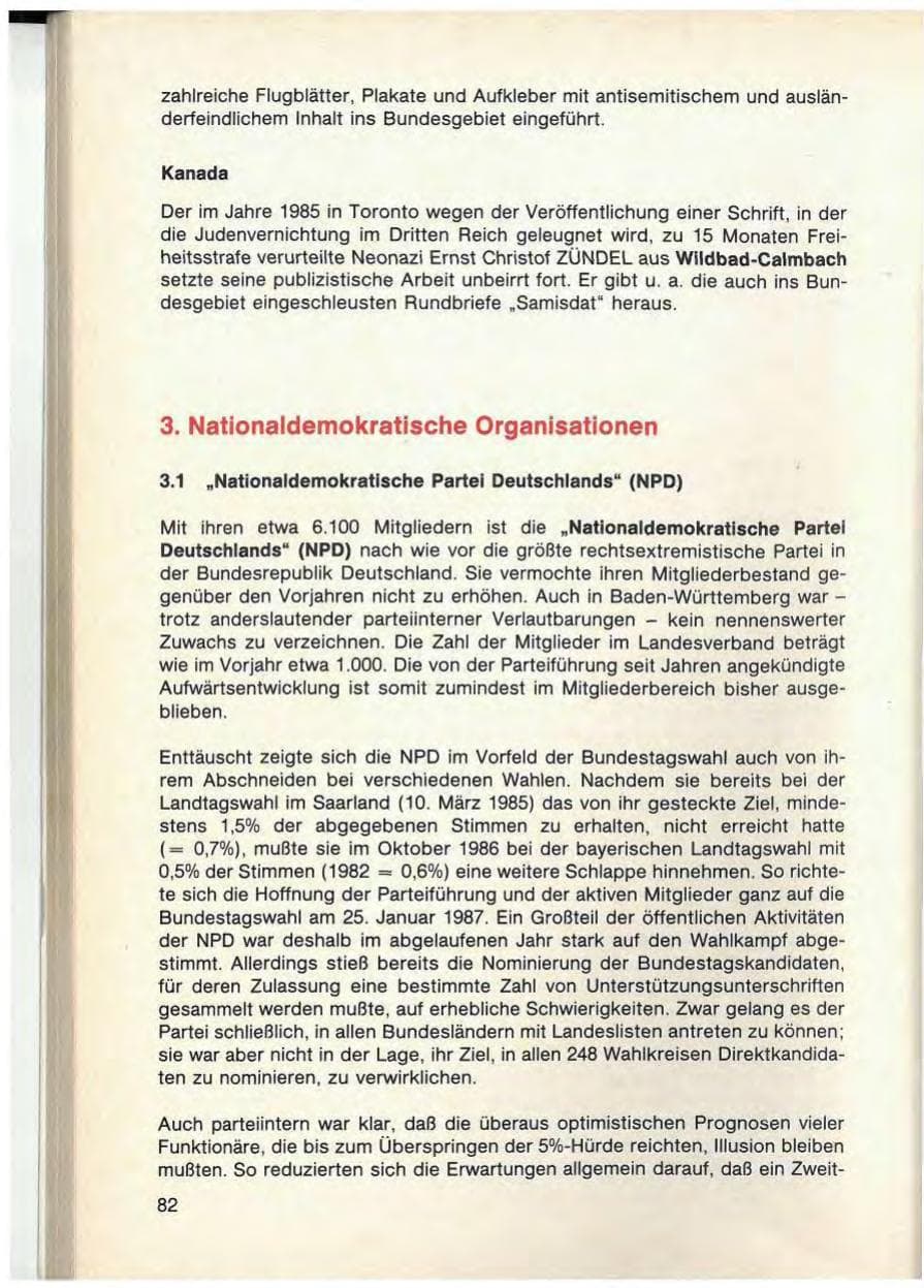 Seite 84 des Verfassungsschutzbericht 1986 Baden-Württemberg