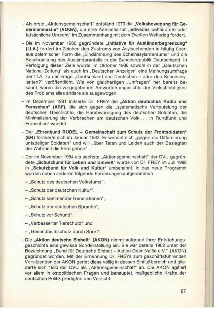 Seite 89 des Verfassungsschutzbericht 1986 Baden-Württemberg