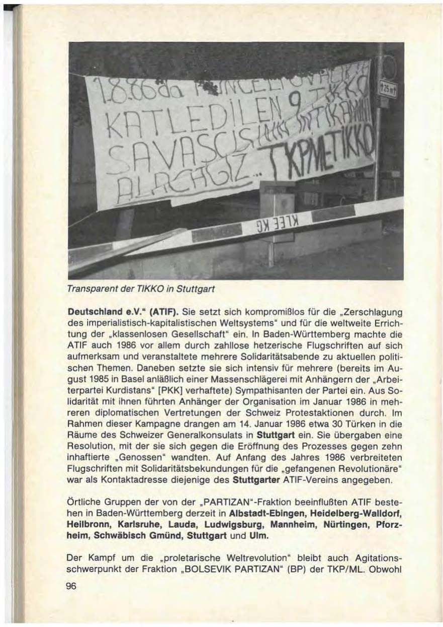 Seite 98 des Verfassungsschutzbericht 1986 Baden-Württemberg