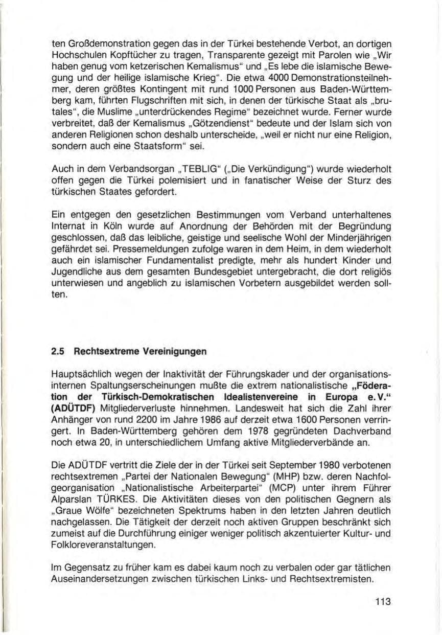 Seite 115 des Verfassungsschutzbericht 1987 Baden-Württemberg