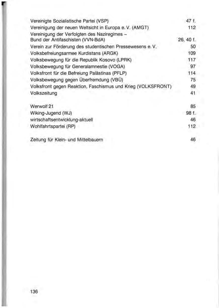 Seite 138 des Verfassungsschutzbericht 1987 Baden-Württemberg