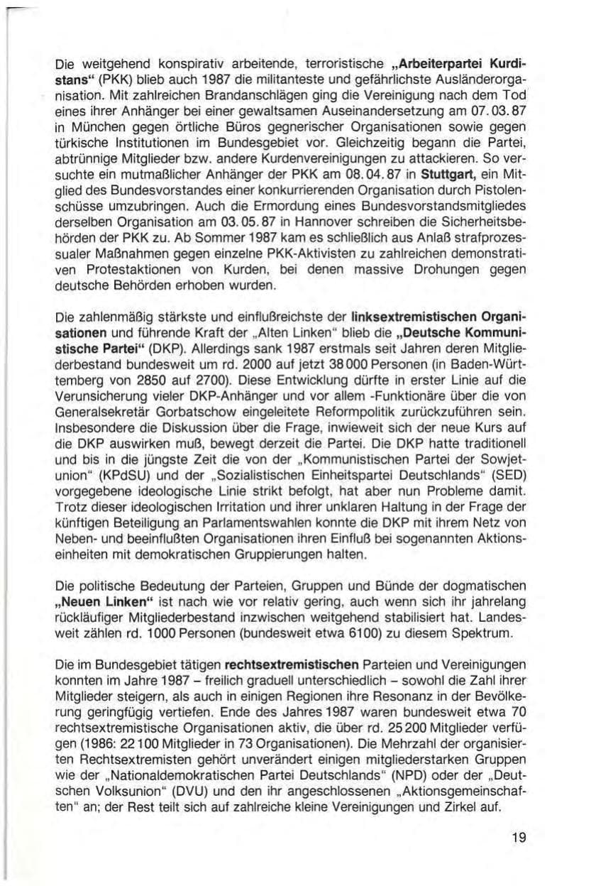 Seite 21 des Verfassungsschutzbericht 1987 Baden-Württemberg