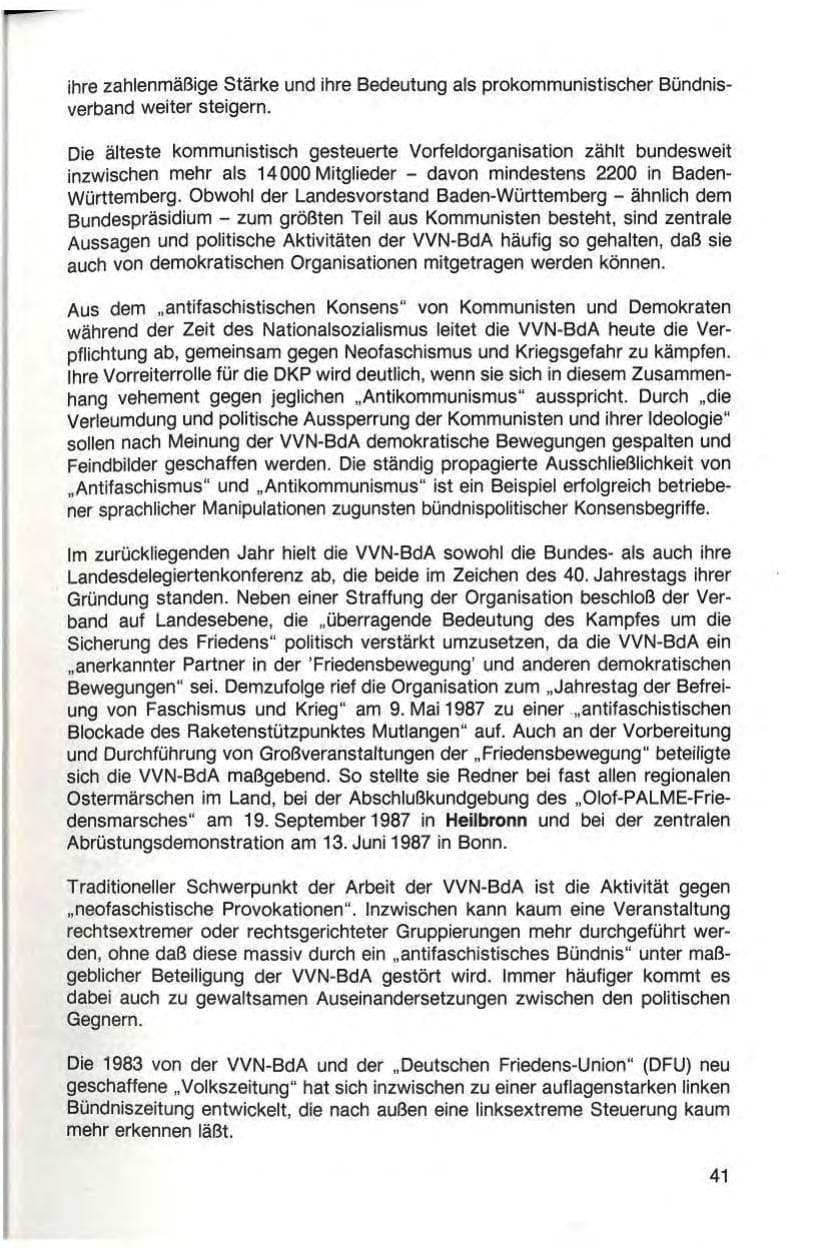 Seite 43 des Verfassungsschutzbericht 1987 Baden-Württemberg