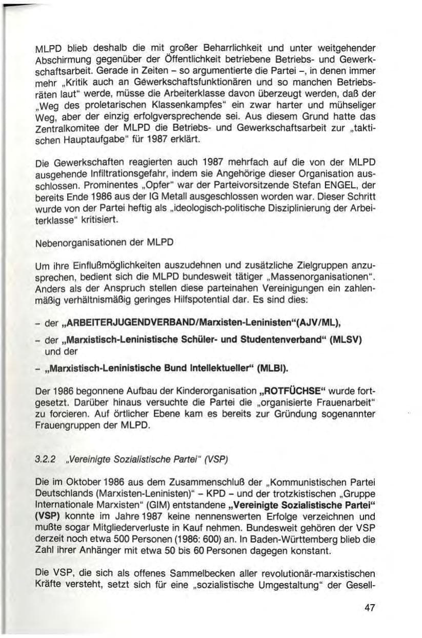 Seite 49 des Verfassungsschutzbericht 1987 Baden-Württemberg