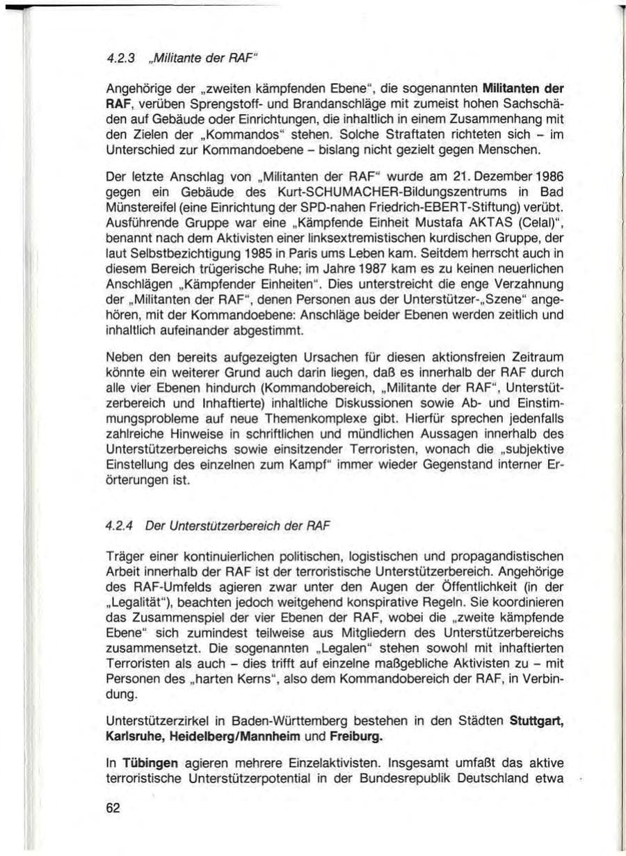 Seite 64 des Verfassungsschutzbericht 1987 Baden-Württemberg