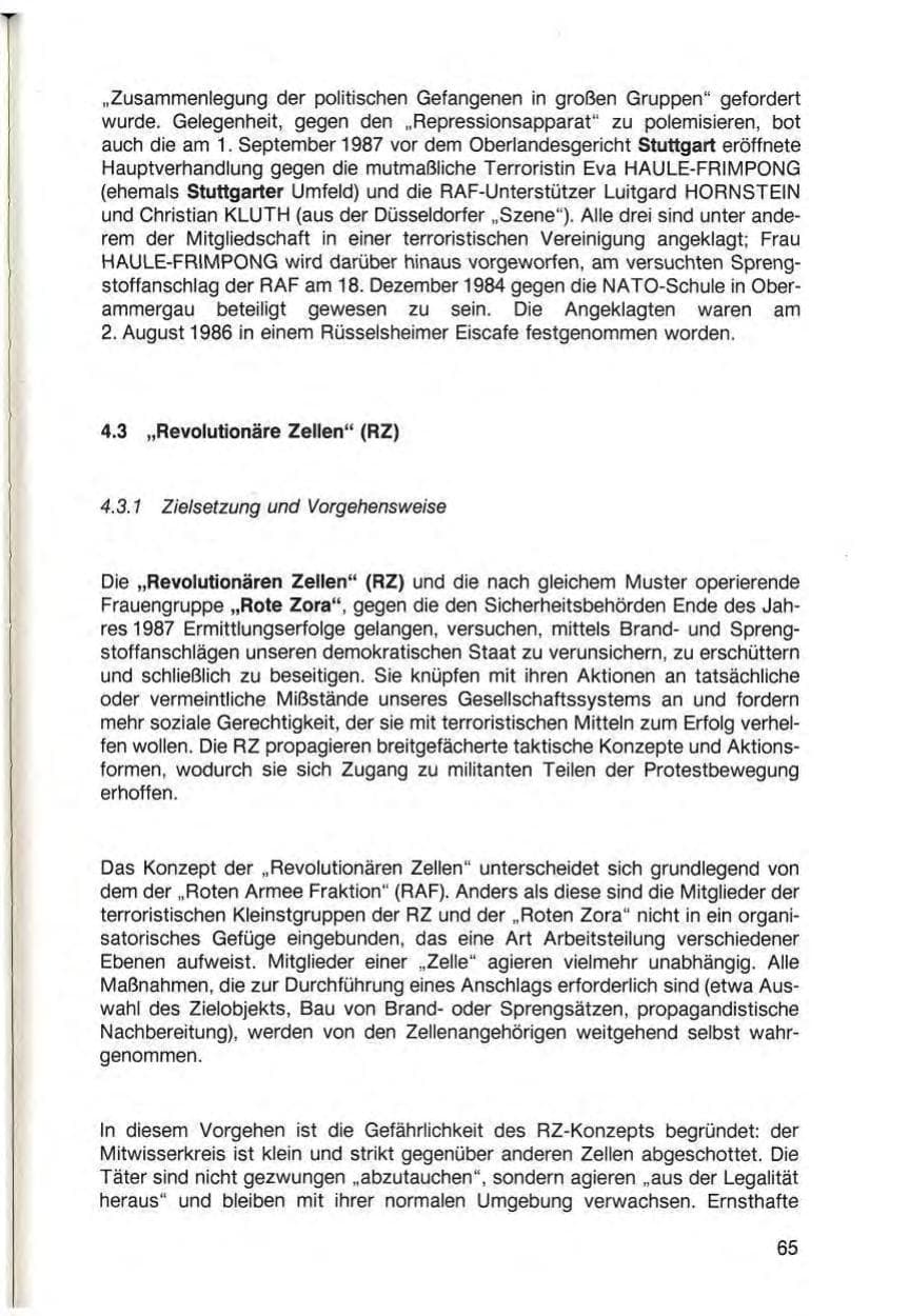 Seite 67 des Verfassungsschutzbericht 1987 Baden-Württemberg