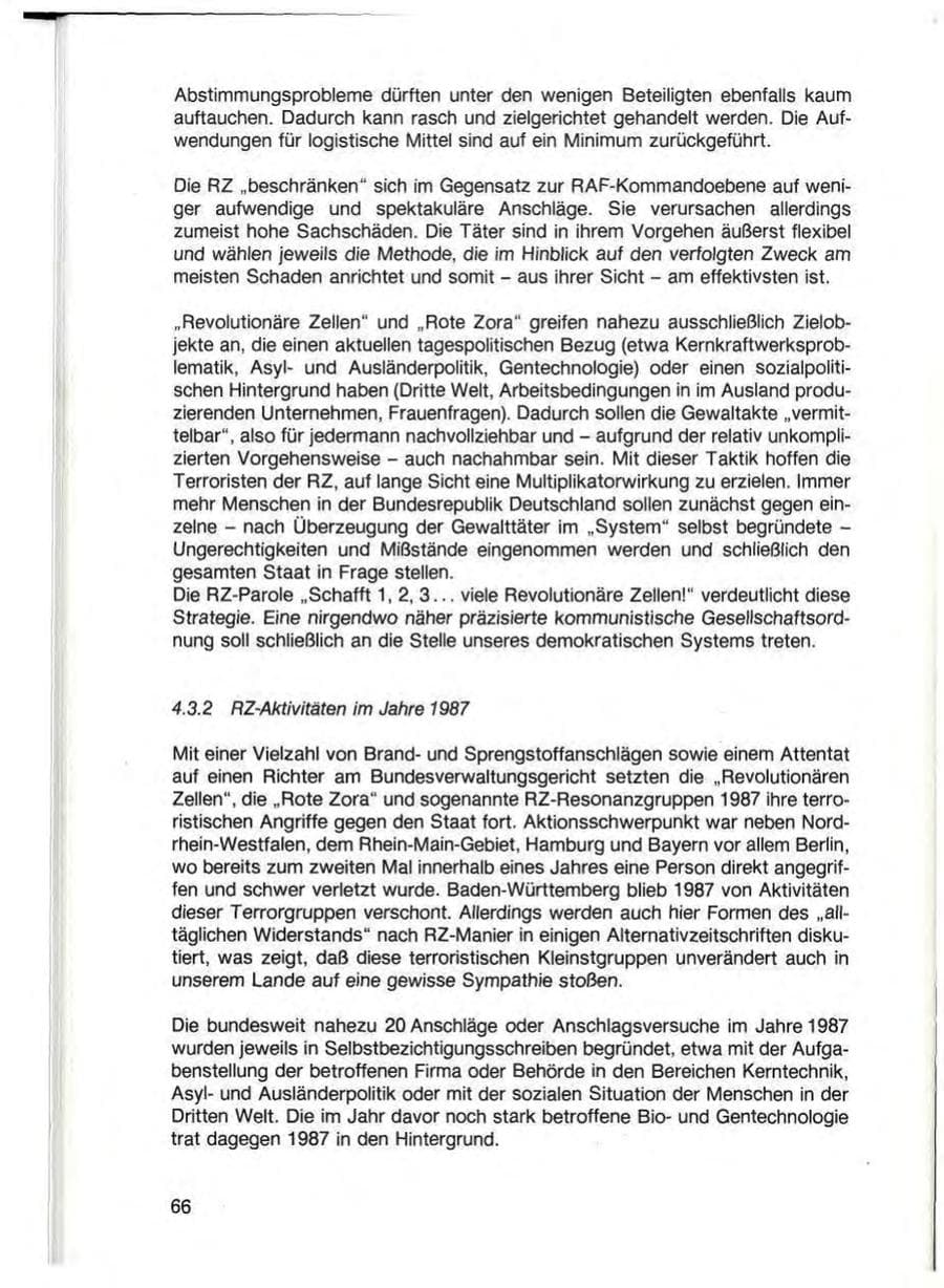 Seite 68 des Verfassungsschutzbericht 1987 Baden-Württemberg