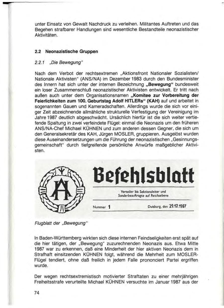 Seite 76 des Verfassungsschutzbericht 1987 Baden-Württemberg