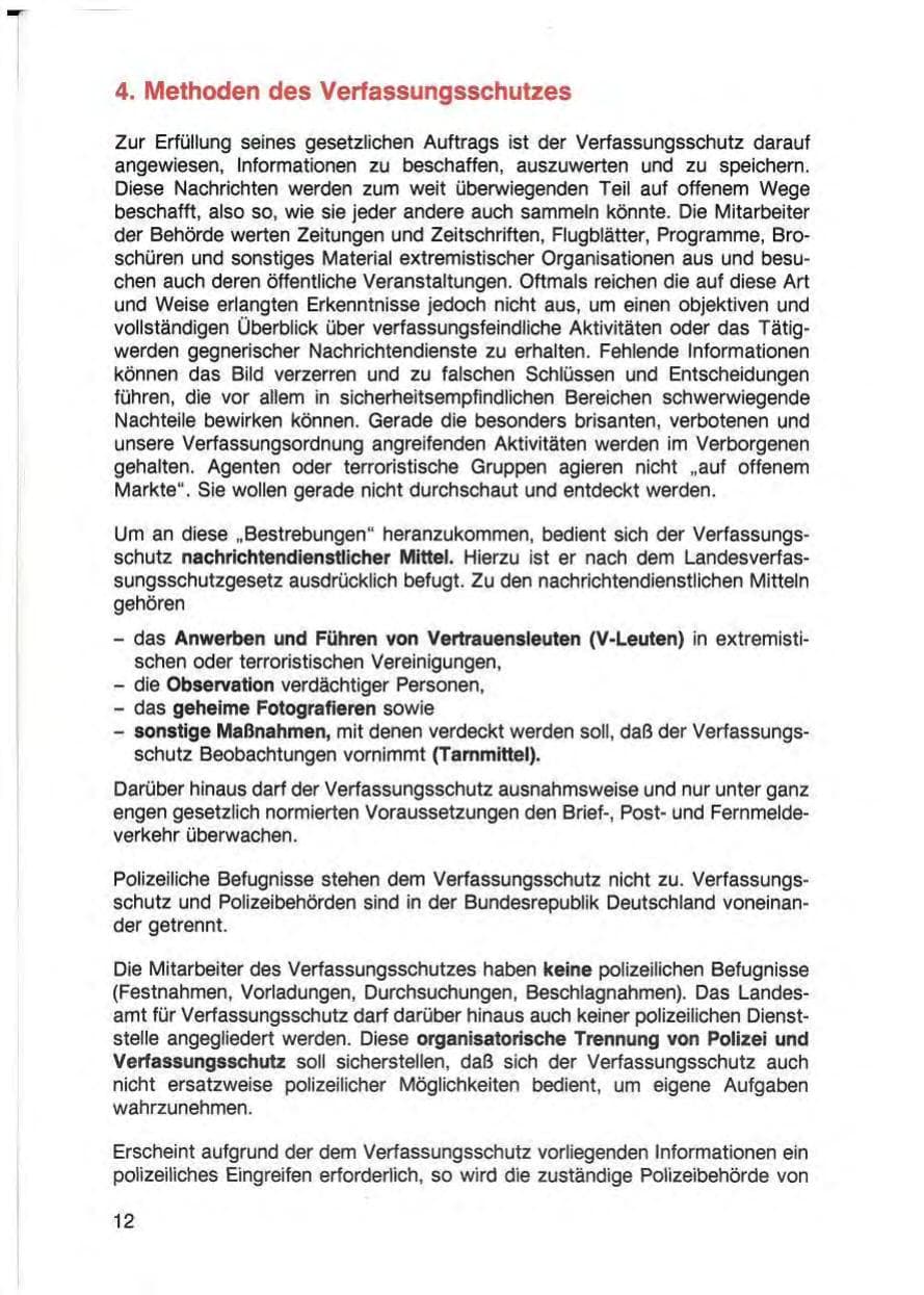 Seite 14 des Verfassungsschutzbericht 1988 Baden-Württemberg
