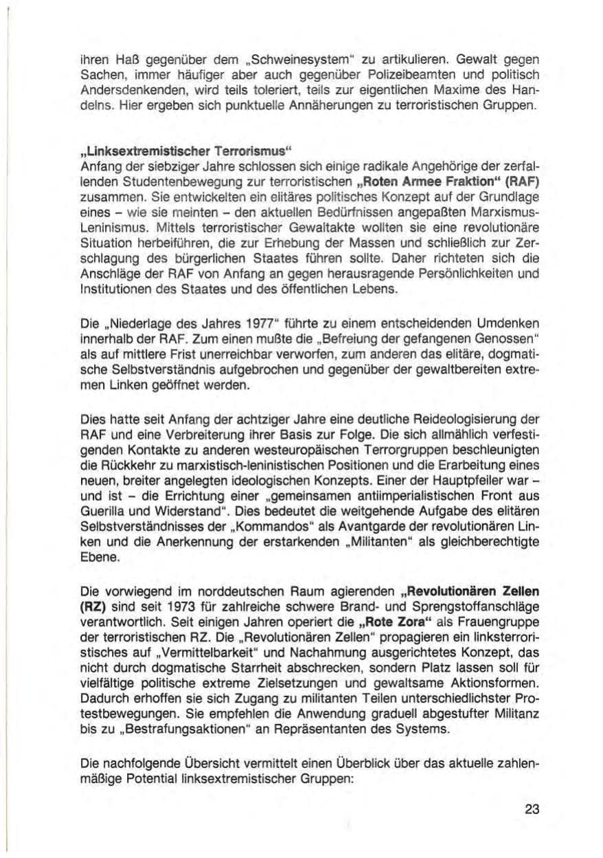 Seite 25 des Verfassungsschutzbericht 1988 Baden-Württemberg