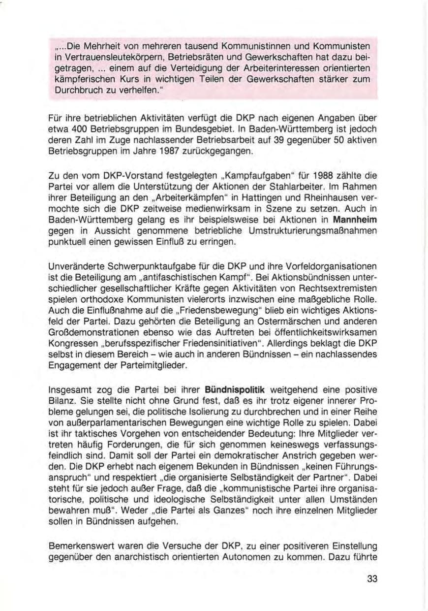 Seite 35 des Verfassungsschutzbericht 1988 Baden-Württemberg