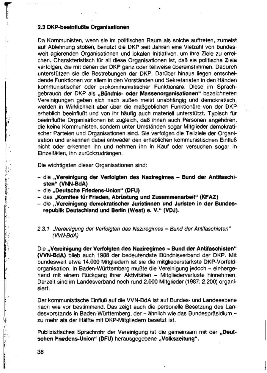 Seite 40 des Verfassungsschutzbericht 1988 Baden-Württemberg