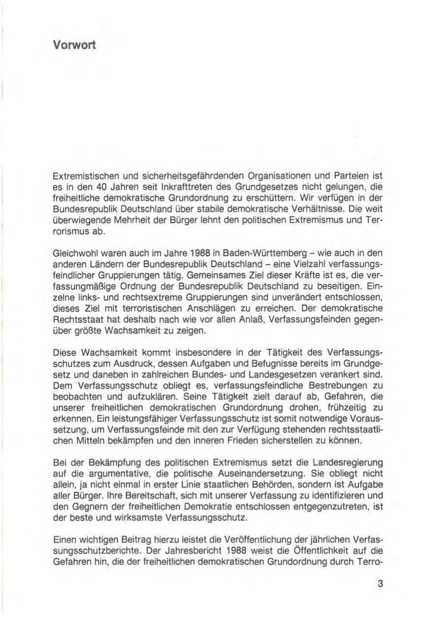 Seite 5 des Verfassungsschutzbericht 1988 Baden-Württemberg