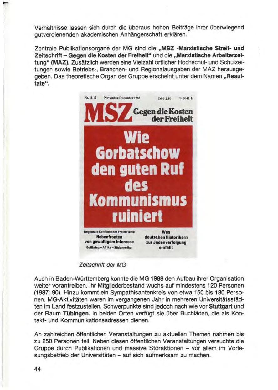 Seite 46 des Verfassungsschutzbericht 1988 Baden-Württemberg
