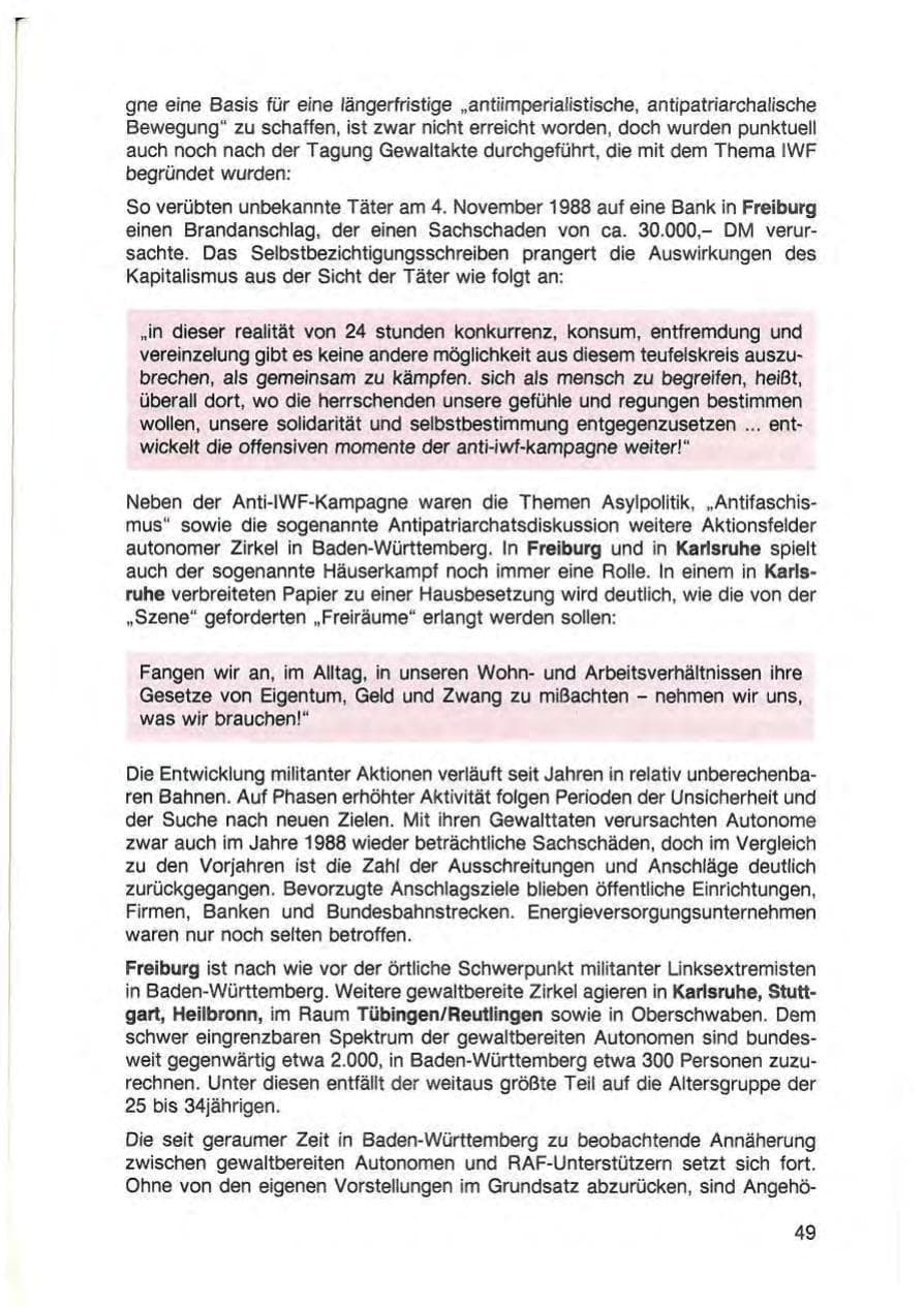 Seite 51 des Verfassungsschutzbericht 1988 Baden-Württemberg