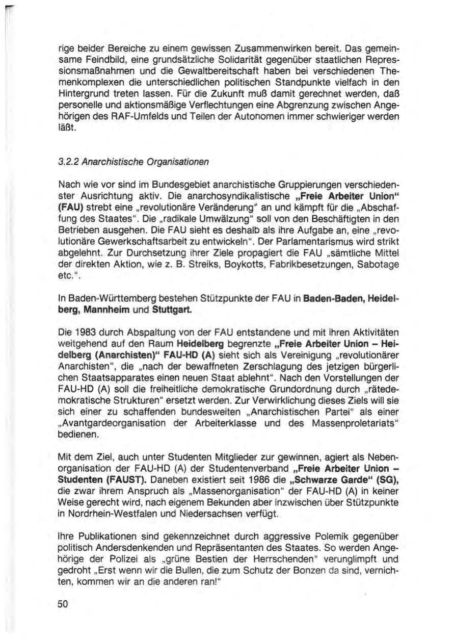 Seite 52 des Verfassungsschutzbericht 1988 Baden-Württemberg