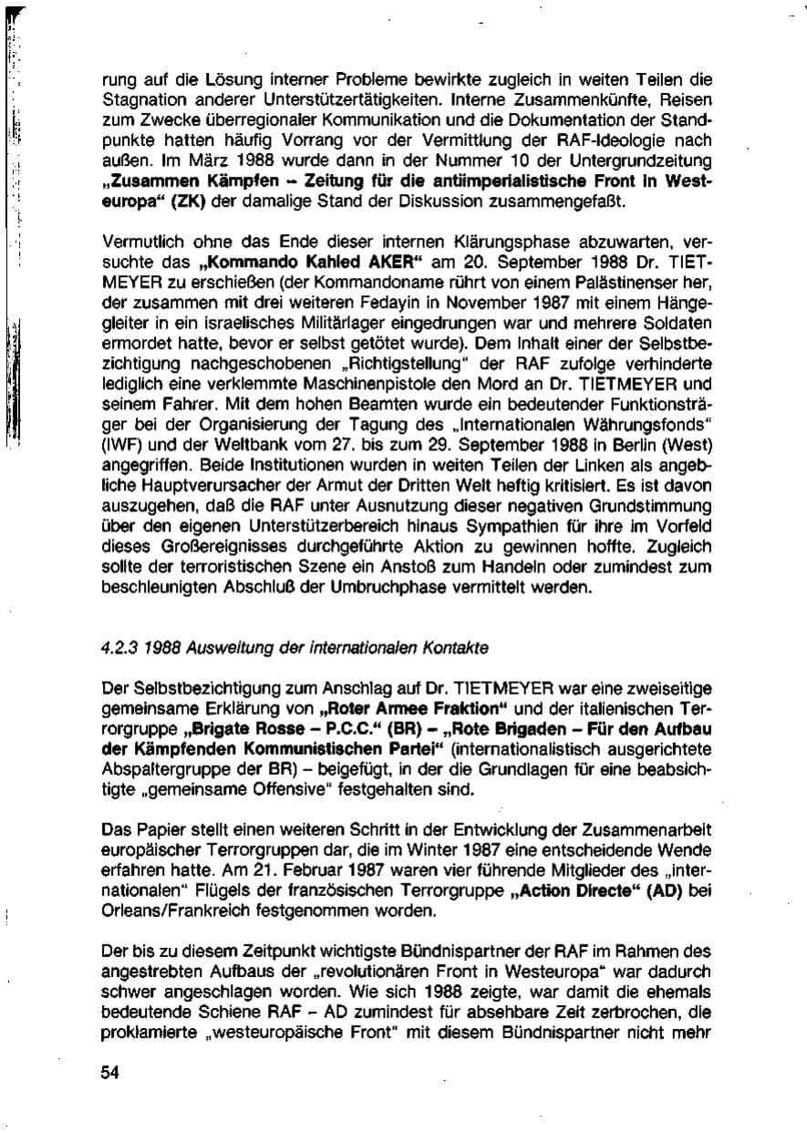 Seite 56 des Verfassungsschutzbericht 1988 Baden-Württemberg