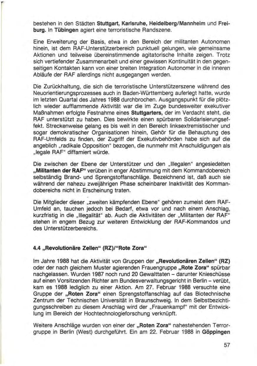 Seite 59 des Verfassungsschutzbericht 1988 Baden-Württemberg
