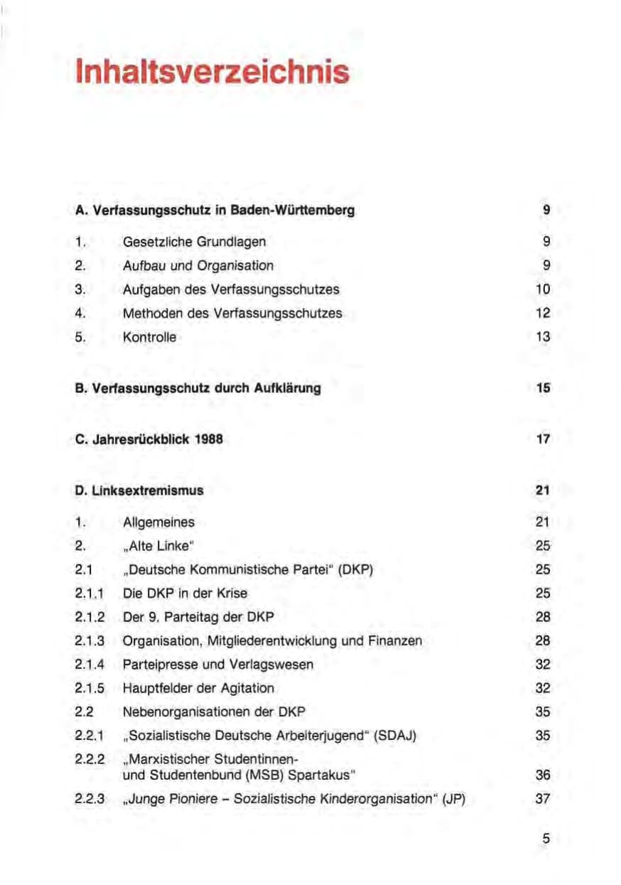 Seite 7 des Verfassungsschutzbericht 1988 Baden-Württemberg