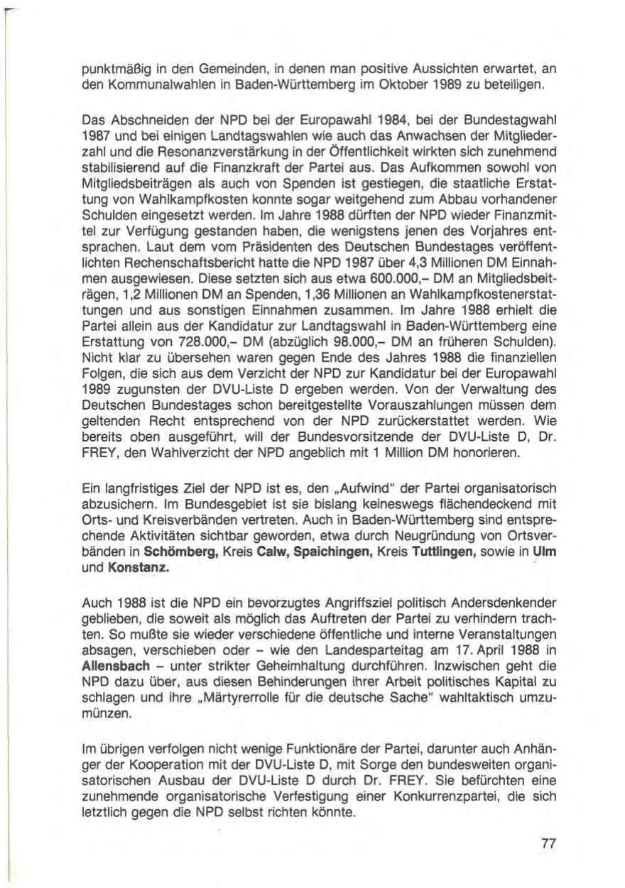 Seite 79 des Verfassungsschutzbericht 1988 Baden-Württemberg