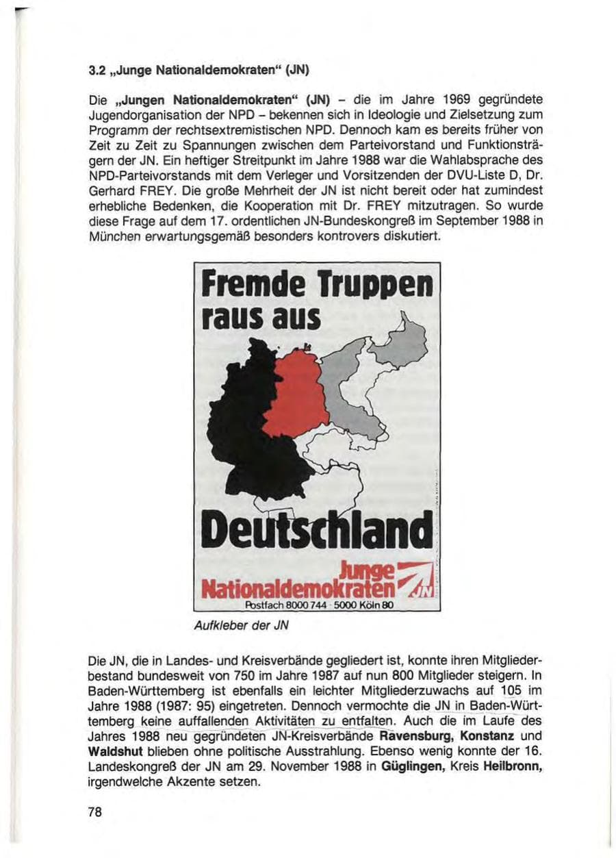 Seite 80 des Verfassungsschutzbericht 1988 Baden-Württemberg
