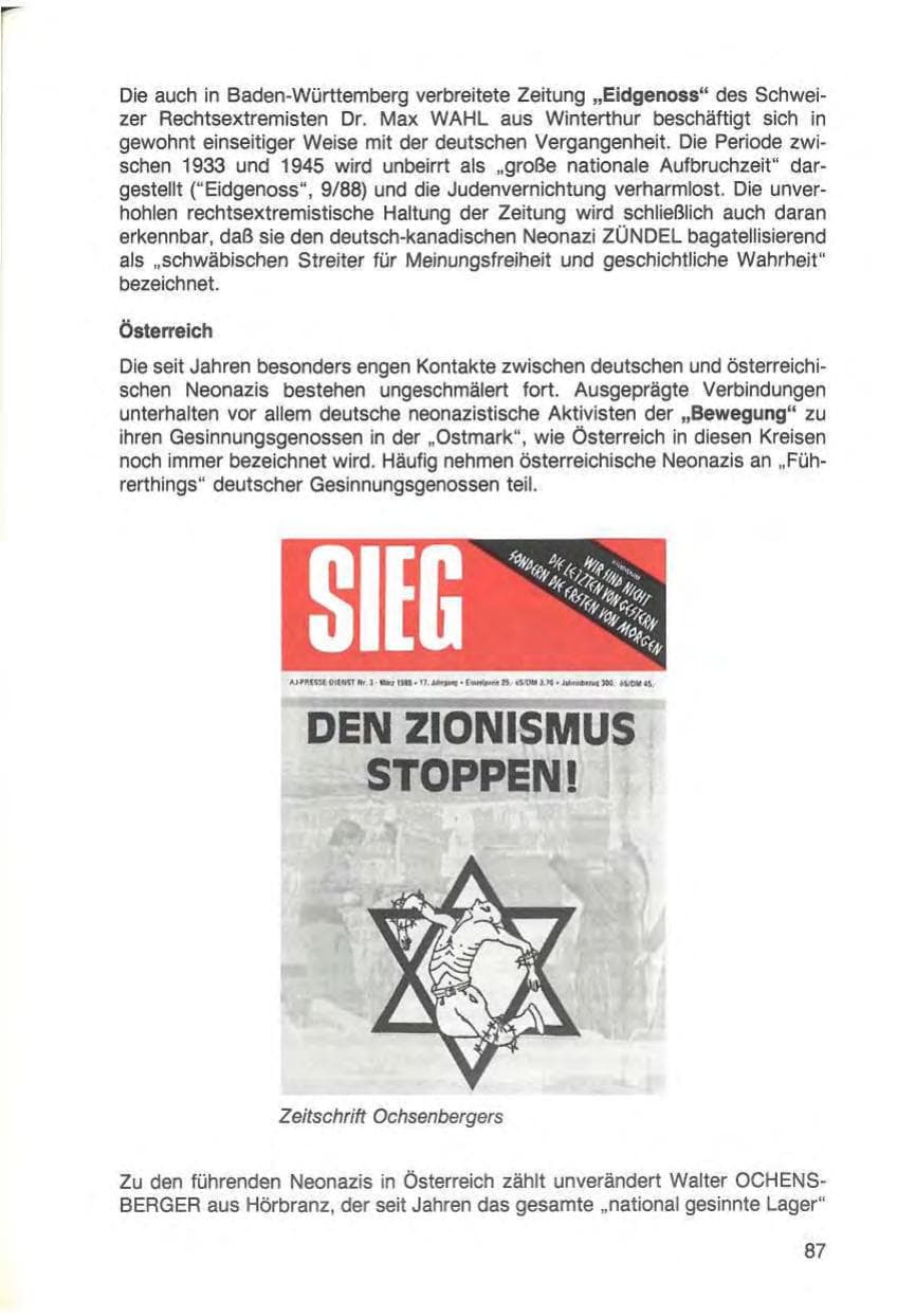 Seite 89 des Verfassungsschutzbericht 1988 Baden-Württemberg