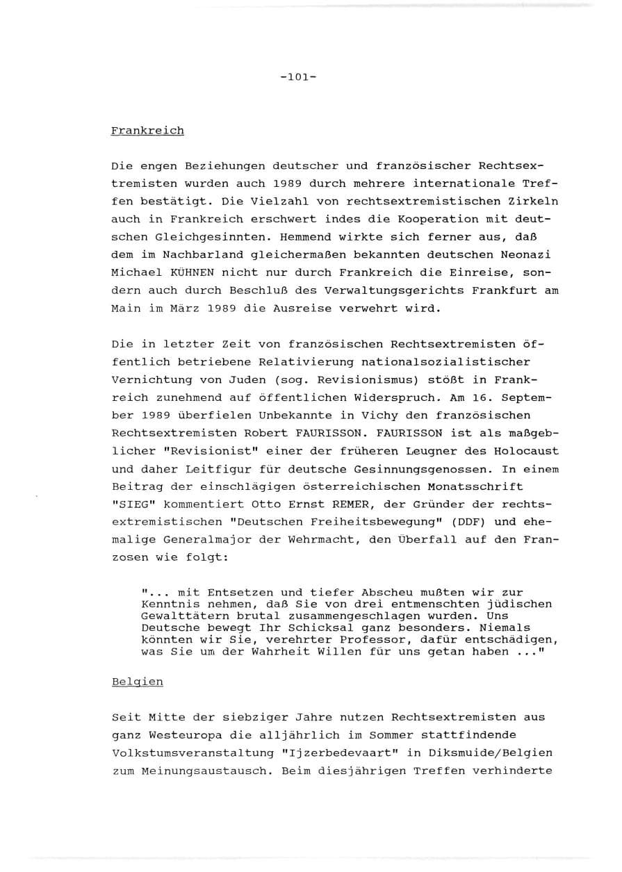 Seite 102 des Verfassungsschutzbericht 1989 Baden-Württemberg