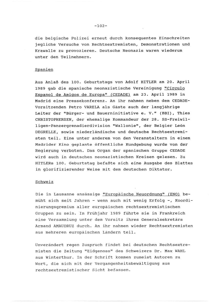 Seite 103 des Verfassungsschutzbericht 1989 Baden-Württemberg