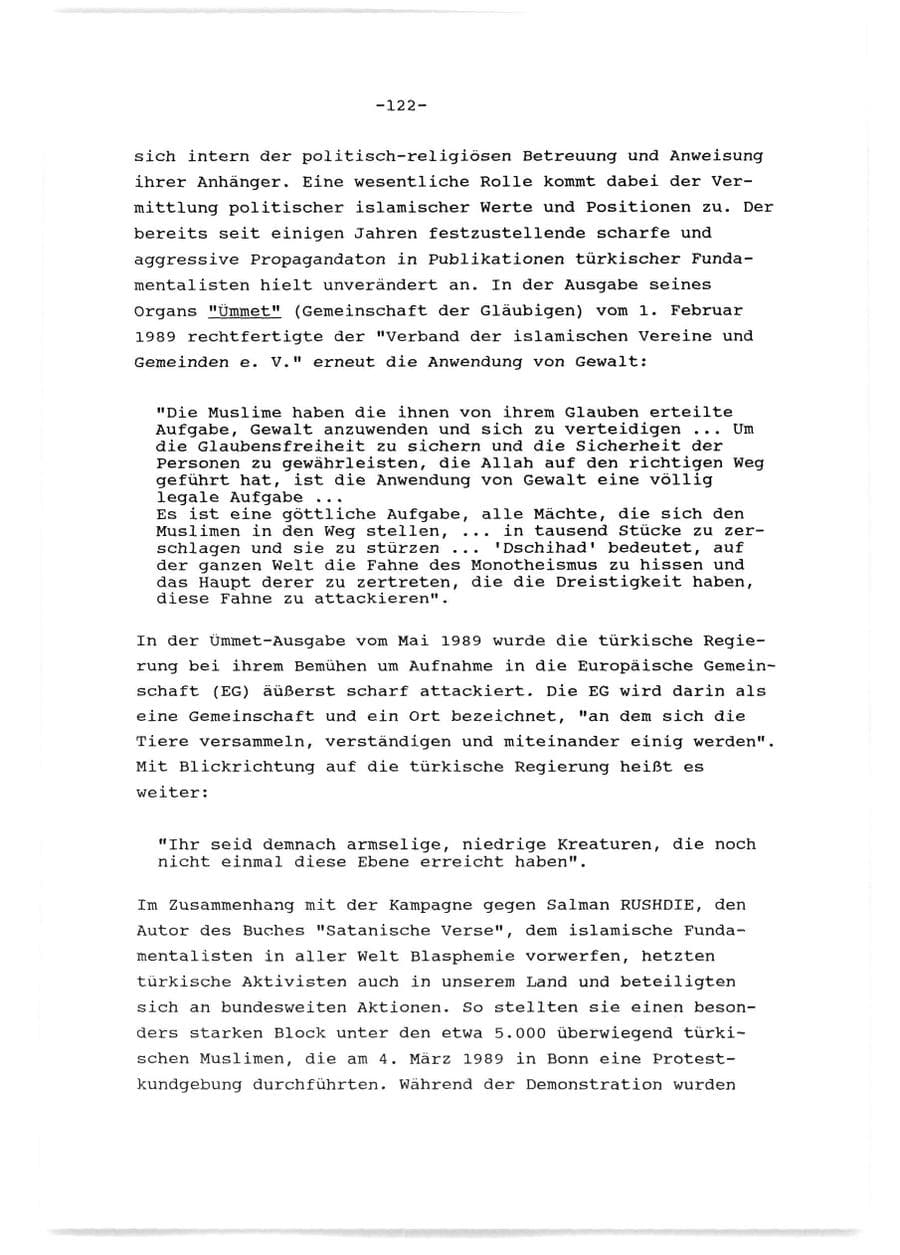 Seite 123 des Verfassungsschutzbericht 1989 Baden-Württemberg