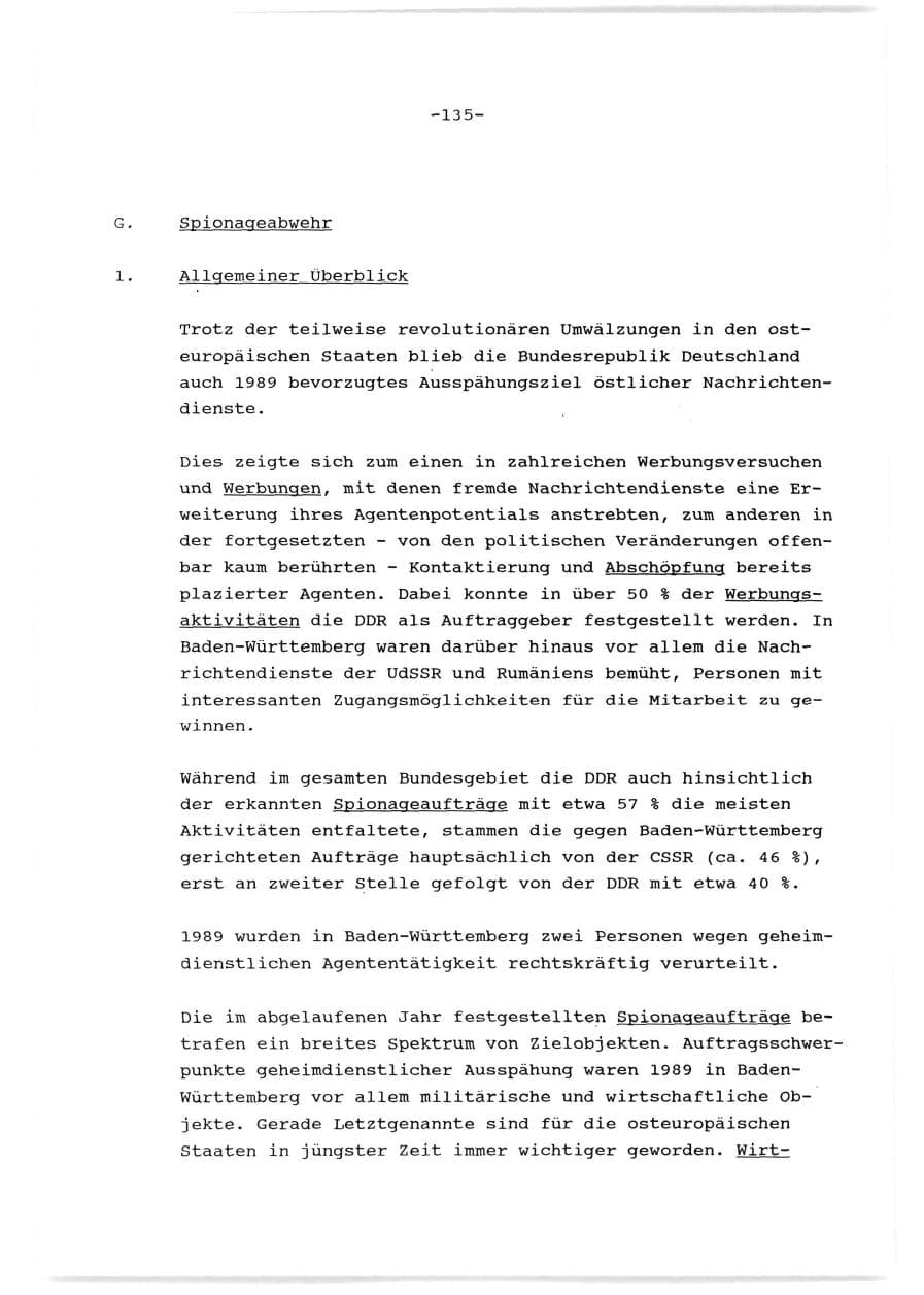 Seite 136 des Verfassungsschutzbericht 1989 Baden-Württemberg