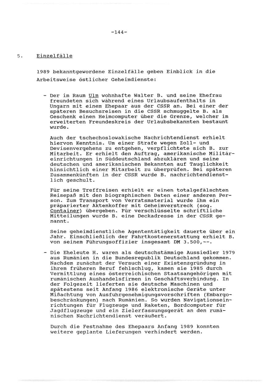 Seite 145 des Verfassungsschutzbericht 1989 Baden-Württemberg