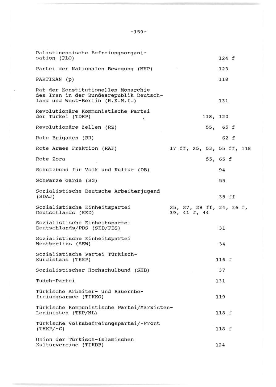 Seite 160 des Verfassungsschutzbericht 1989 Baden-Württemberg