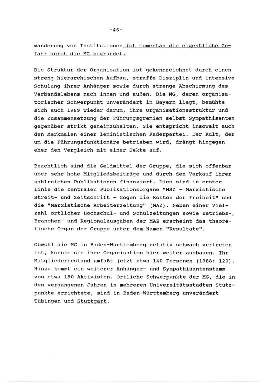 Seite 47 des Verfassungsschutzbericht 1989 Baden-Württemberg