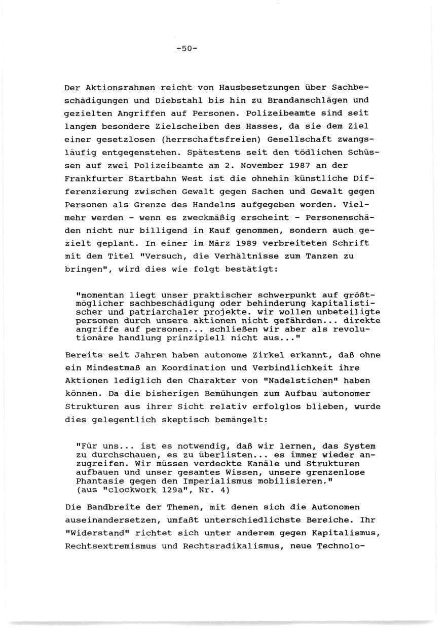 Seite 51 des Verfassungsschutzbericht 1989 Baden-Württemberg