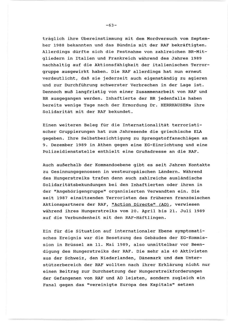 Seite 64 des Verfassungsschutzbericht 1989 Baden-Württemberg