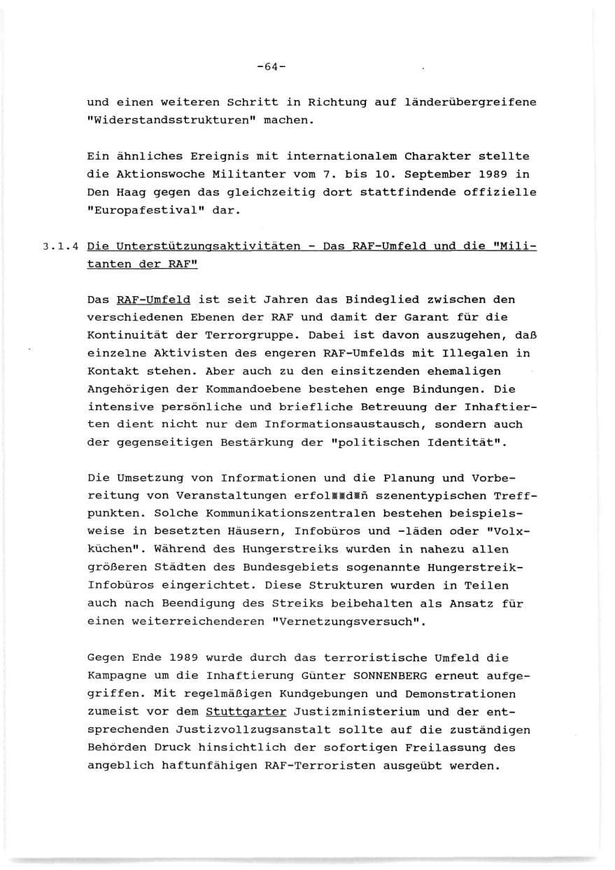 Seite 65 des Verfassungsschutzbericht 1989 Baden-Württemberg