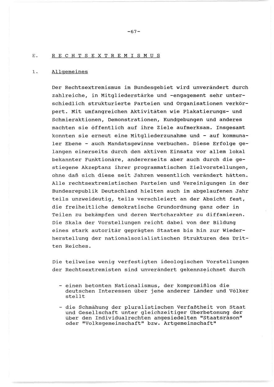 Seite 68 des Verfassungsschutzbericht 1989 Baden-Württemberg