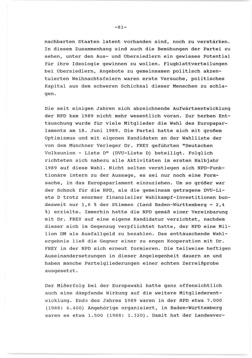 Seite 82 des Verfassungsschutzbericht 1989 Baden-Württemberg