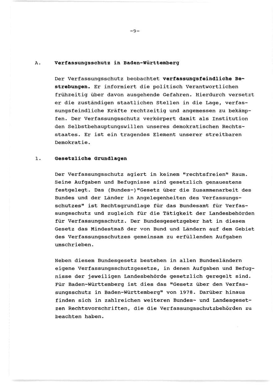Seite 10 des Verfassungsschutzbericht 1989 Baden-Württemberg