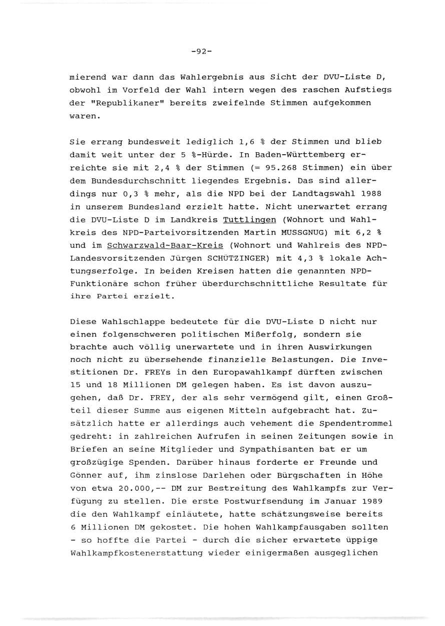 Seite 93 des Verfassungsschutzbericht 1989 Baden-Württemberg
