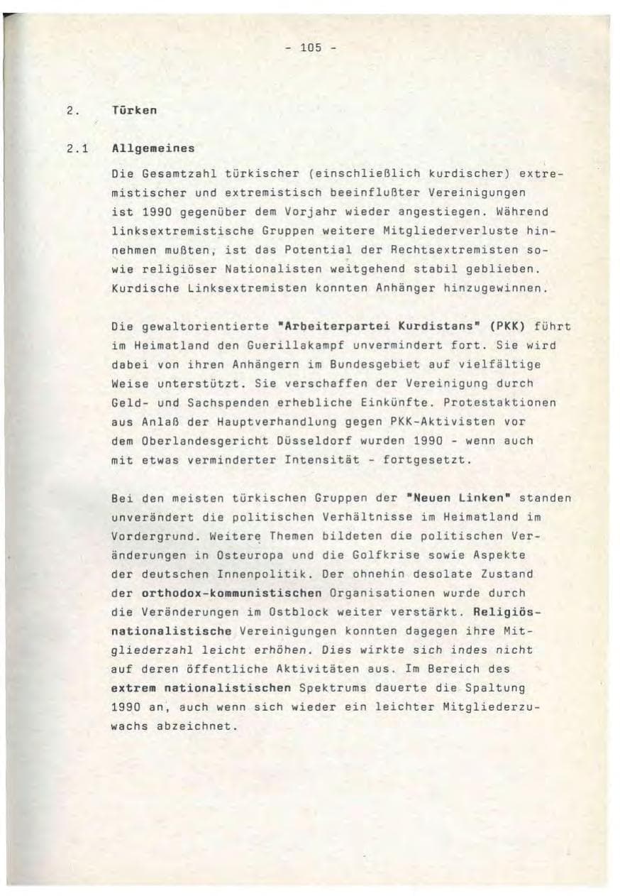 Seite 105 des Verfassungsschutzbericht 1990 Baden-Württemberg