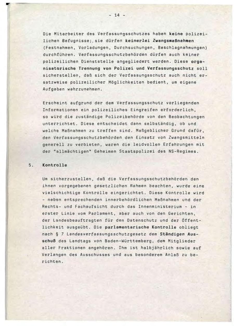 Seite 14 des Verfassungsschutzbericht 1990 Baden-Württemberg