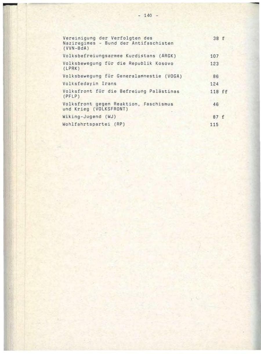 Seite 140 des Verfassungsschutzbericht 1990 Baden-Württemberg
