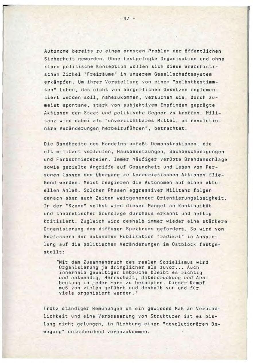 Seite 47 des Verfassungsschutzbericht 1990 Baden-Württemberg