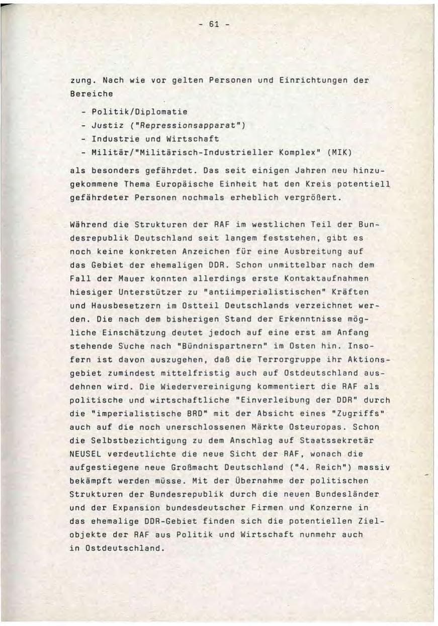 Seite 61 des Verfassungsschutzbericht 1990 Baden-Württemberg